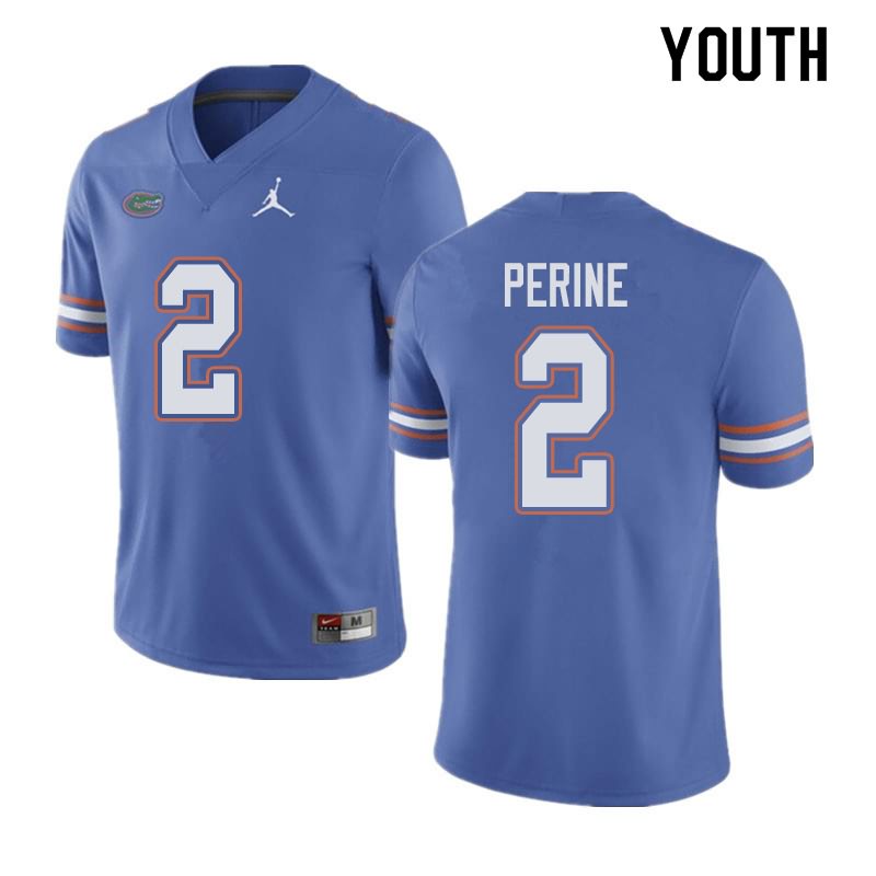 NCAA Florida Gators Lamical Perine Youth #2 Jordan Brand Blue Stitched Authentic College Football Jersey CRH0164WR